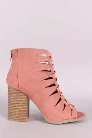 Qupid Cutout Peep Toe Booties
