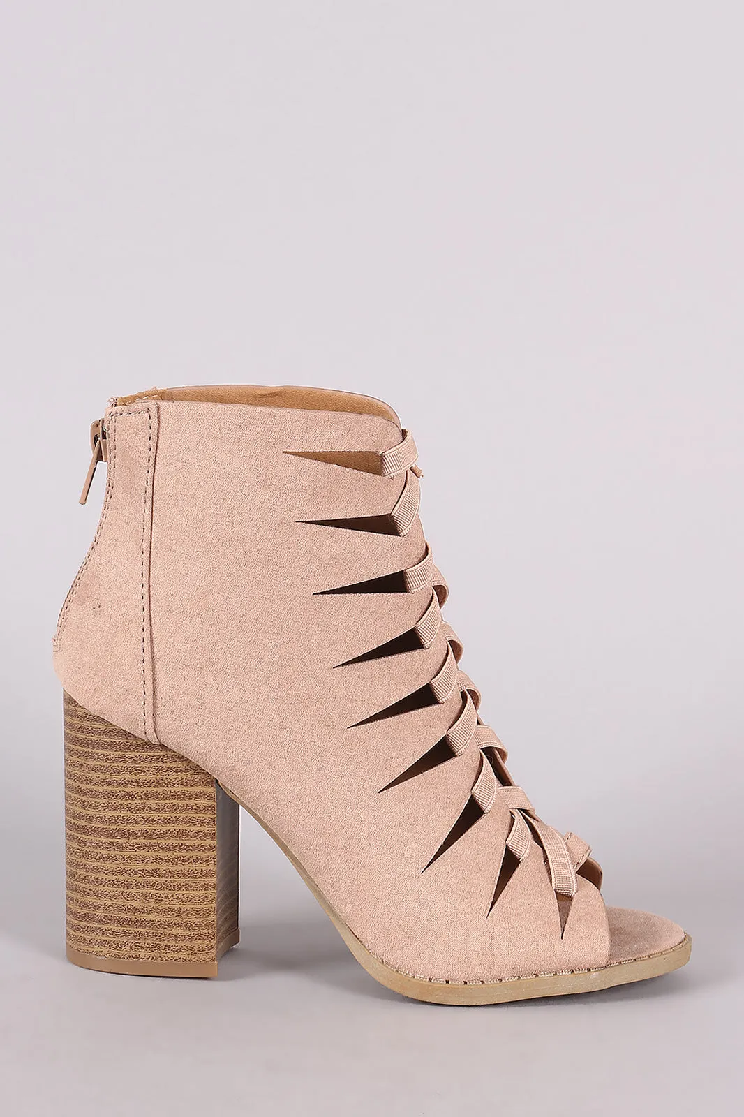Qupid Cutout Peep Toe Booties