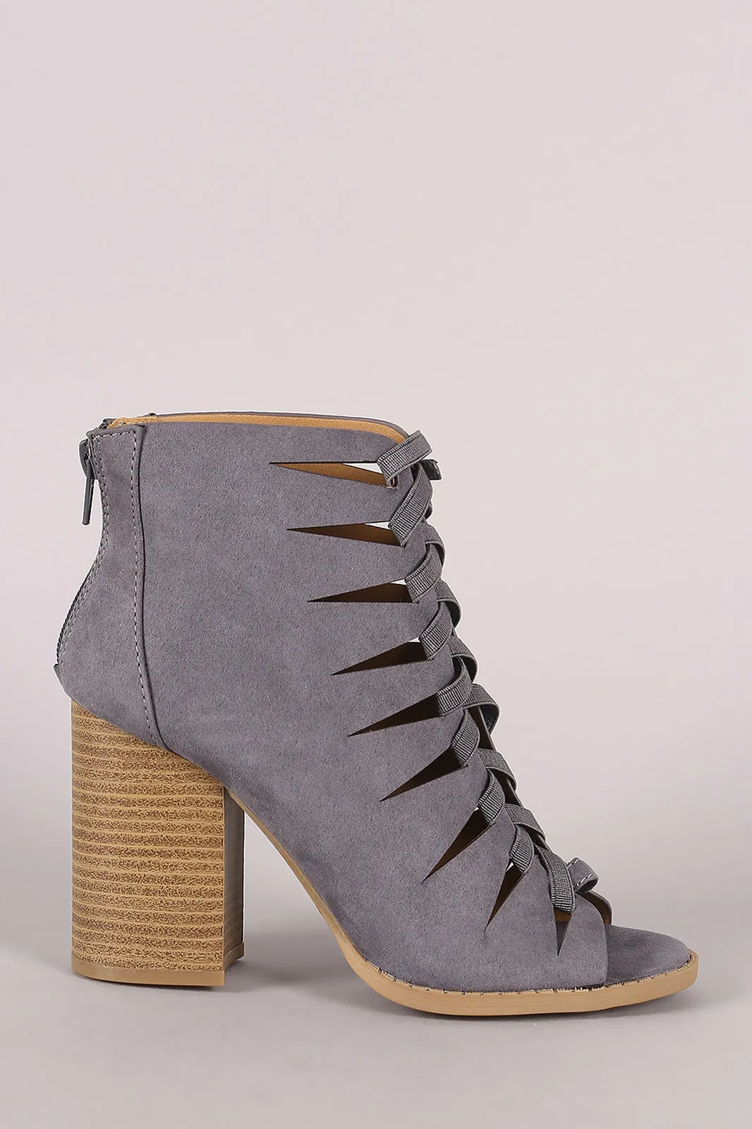 Qupid Cutout Peep Toe Booties