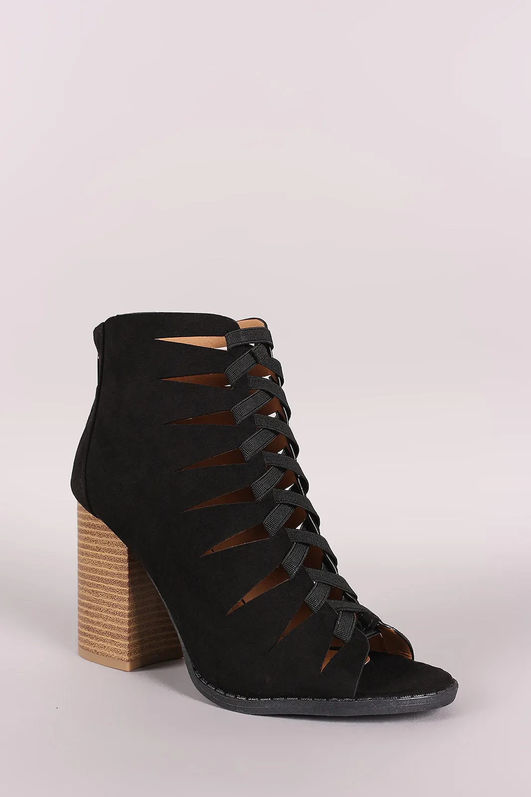 Qupid Cutout Peep Toe Booties