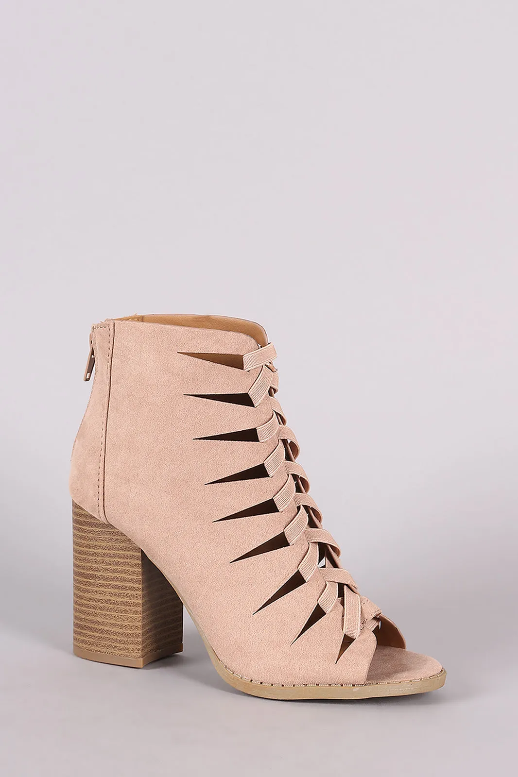 Qupid Cutout Peep Toe Booties