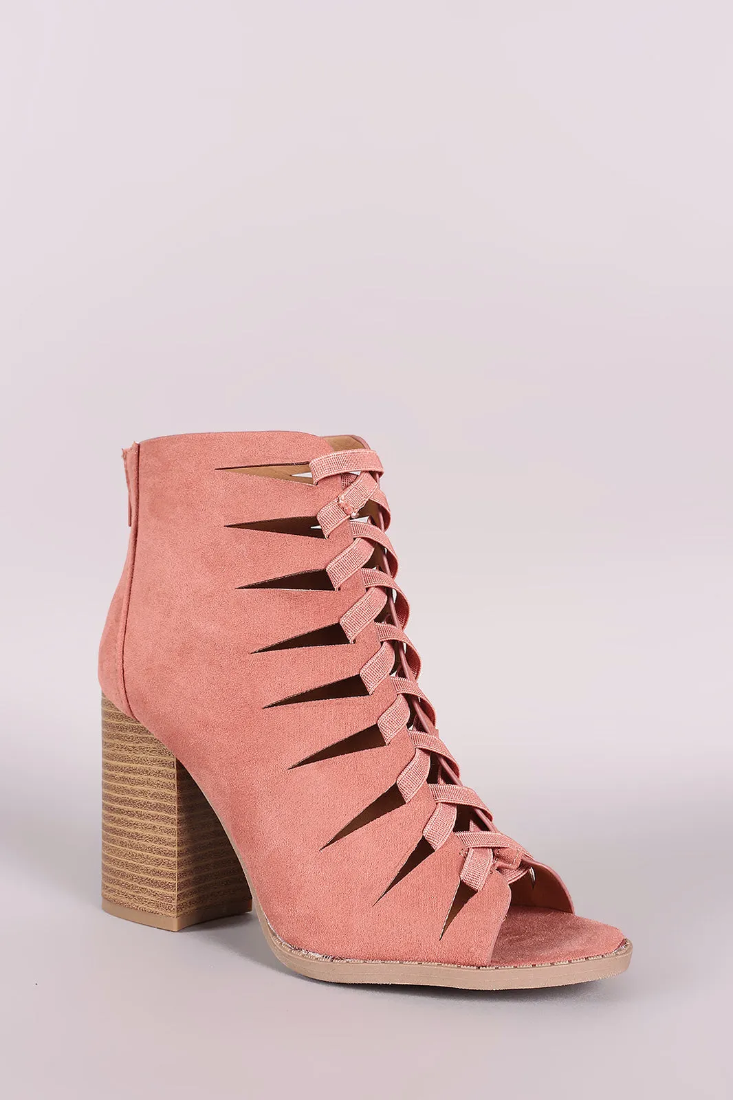 Qupid Cutout Peep Toe Booties