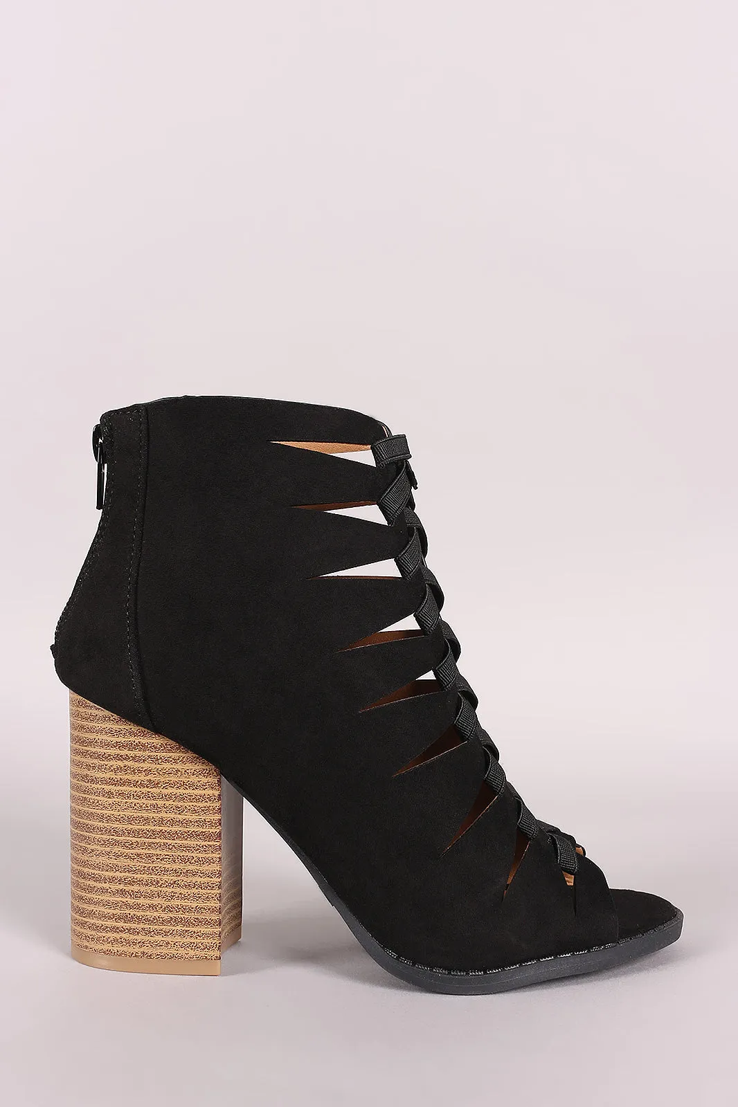Qupid Cutout Peep Toe Booties
