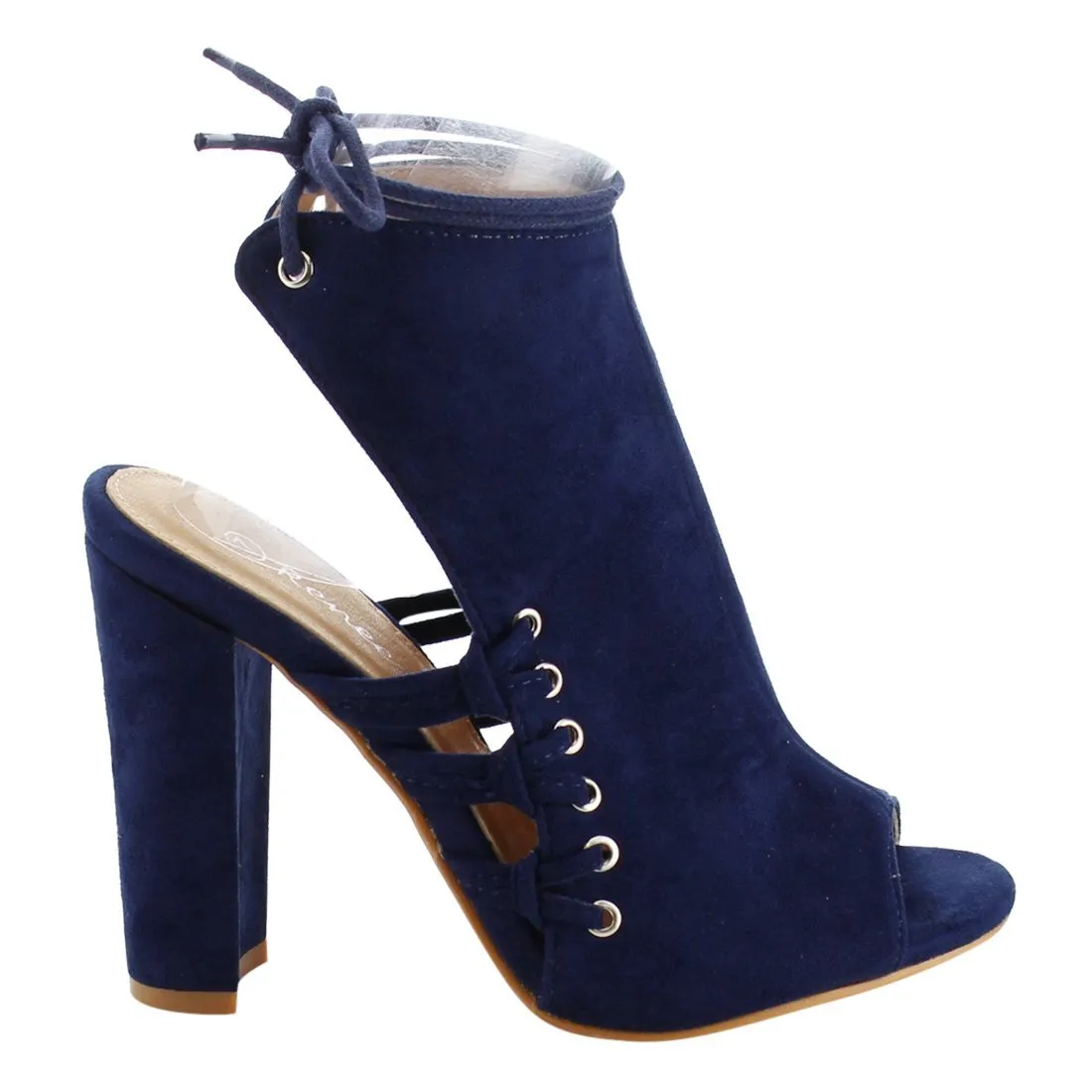Reneeze AG30 Women's Ankle Wrap Backless Lace Up Dress Boots Heels