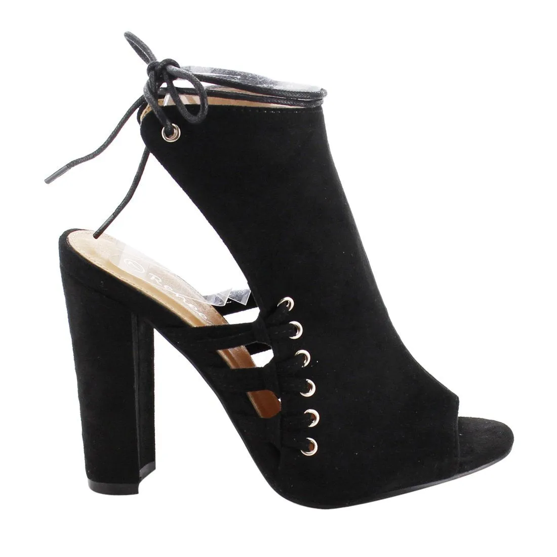 Reneeze AG30 Women's Ankle Wrap Backless Lace Up Dress Boots Heels