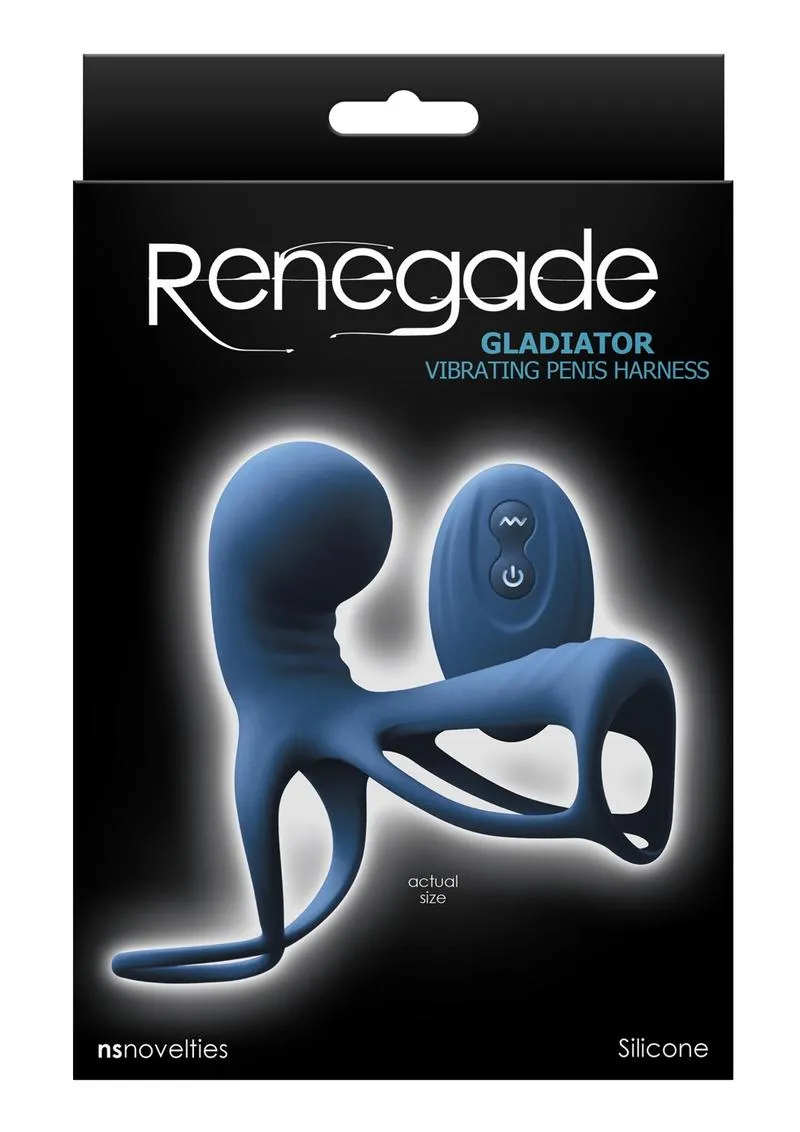 Renegade Gladiator Rechargeable Silicone Vibrating Penis Harness with Remote Control