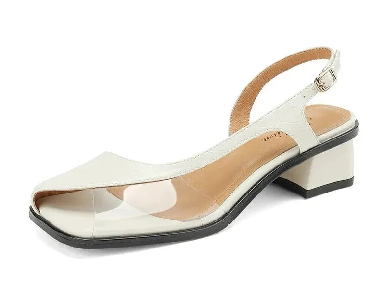 Retro Peep Toe Square Heel Sandals