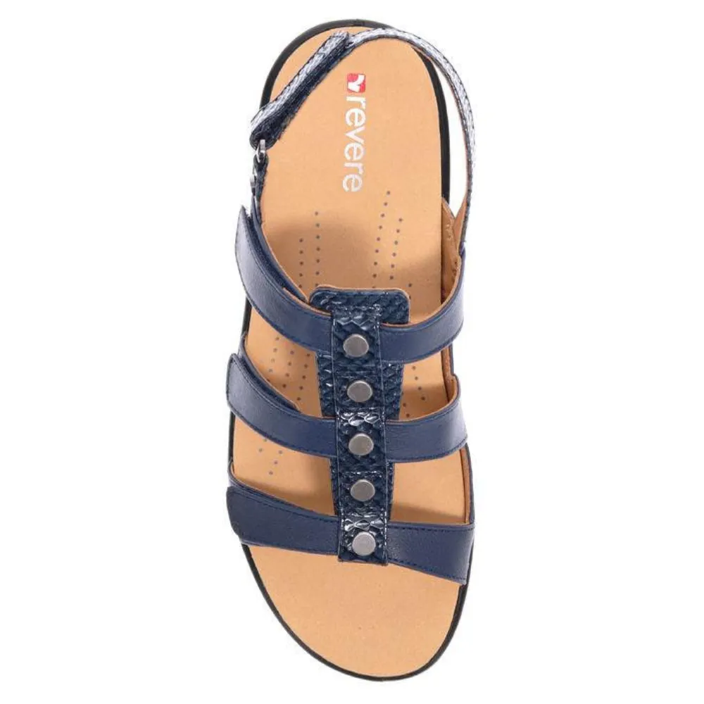 Revere Toledo Navy Snake Sandal (Women's)