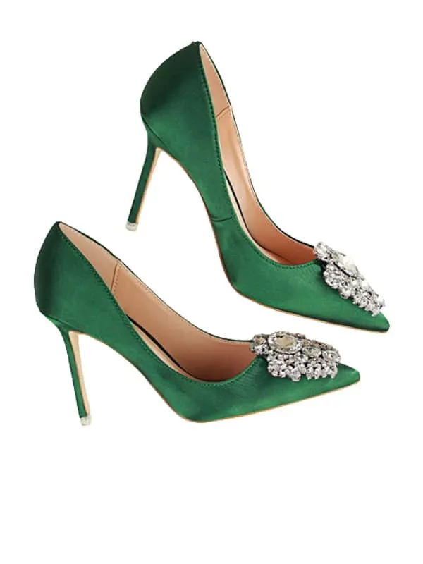 Rhinestone Pointed Toe Stiletto&Pumps