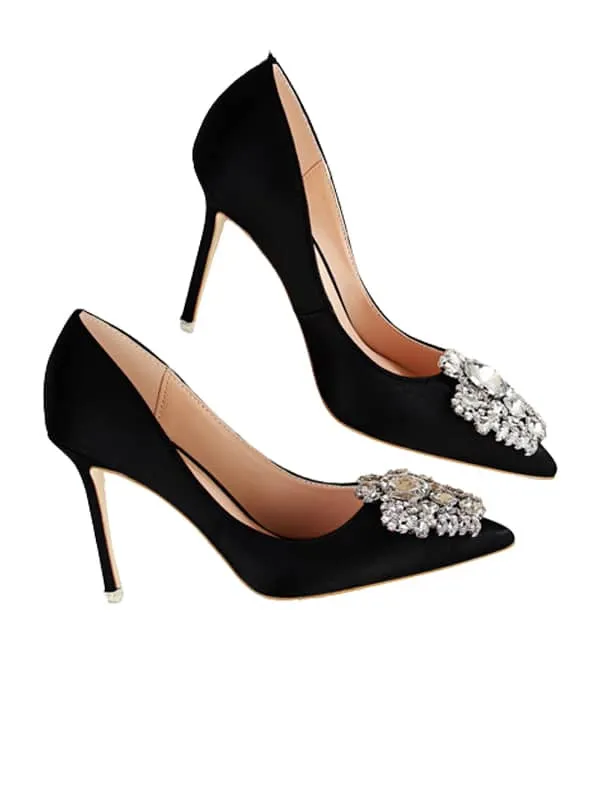 Rhinestone Pointed Toe Stiletto&Pumps