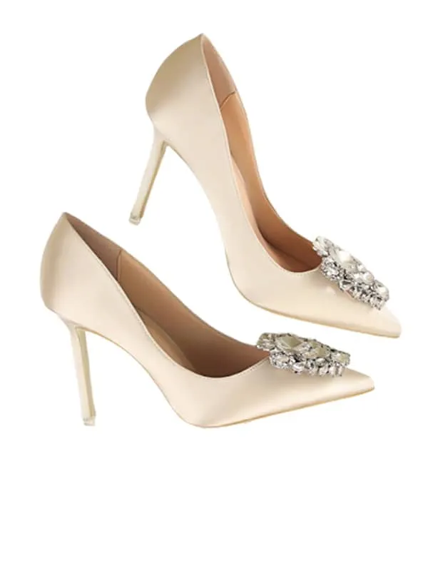 Rhinestone Pointed Toe Stiletto&Pumps