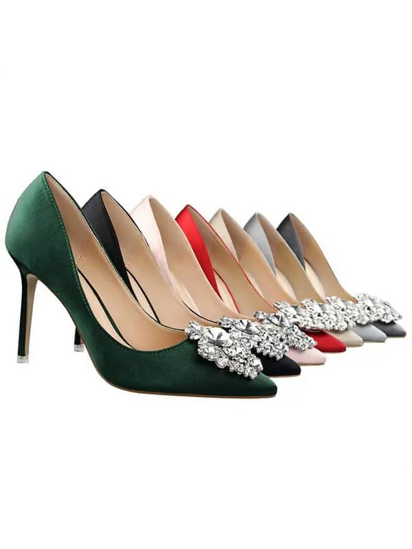 Rhinestone Pointed Toe Stiletto&Pumps