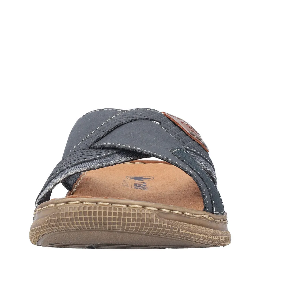 Rieker 21491-14 Mens Navy Blue Slider Sandals