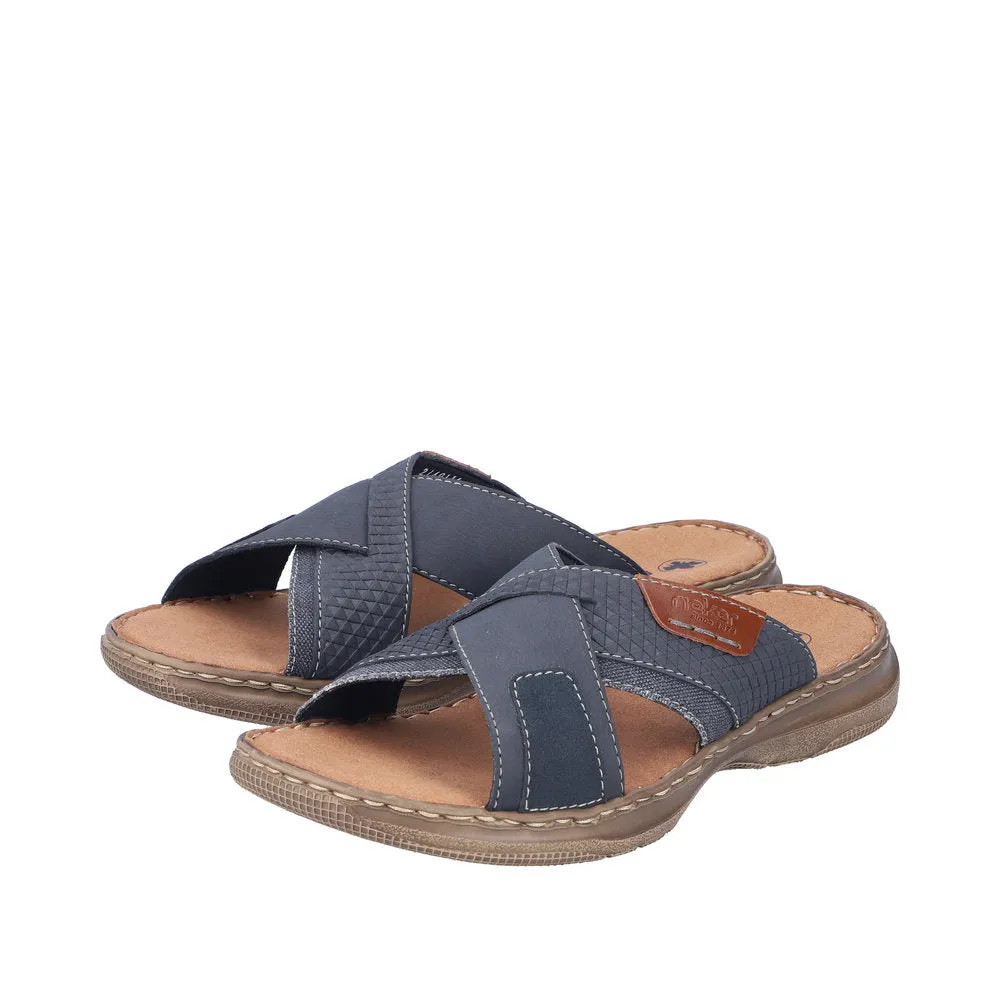 Rieker 21491-14 Mens Navy Blue Slider Sandals