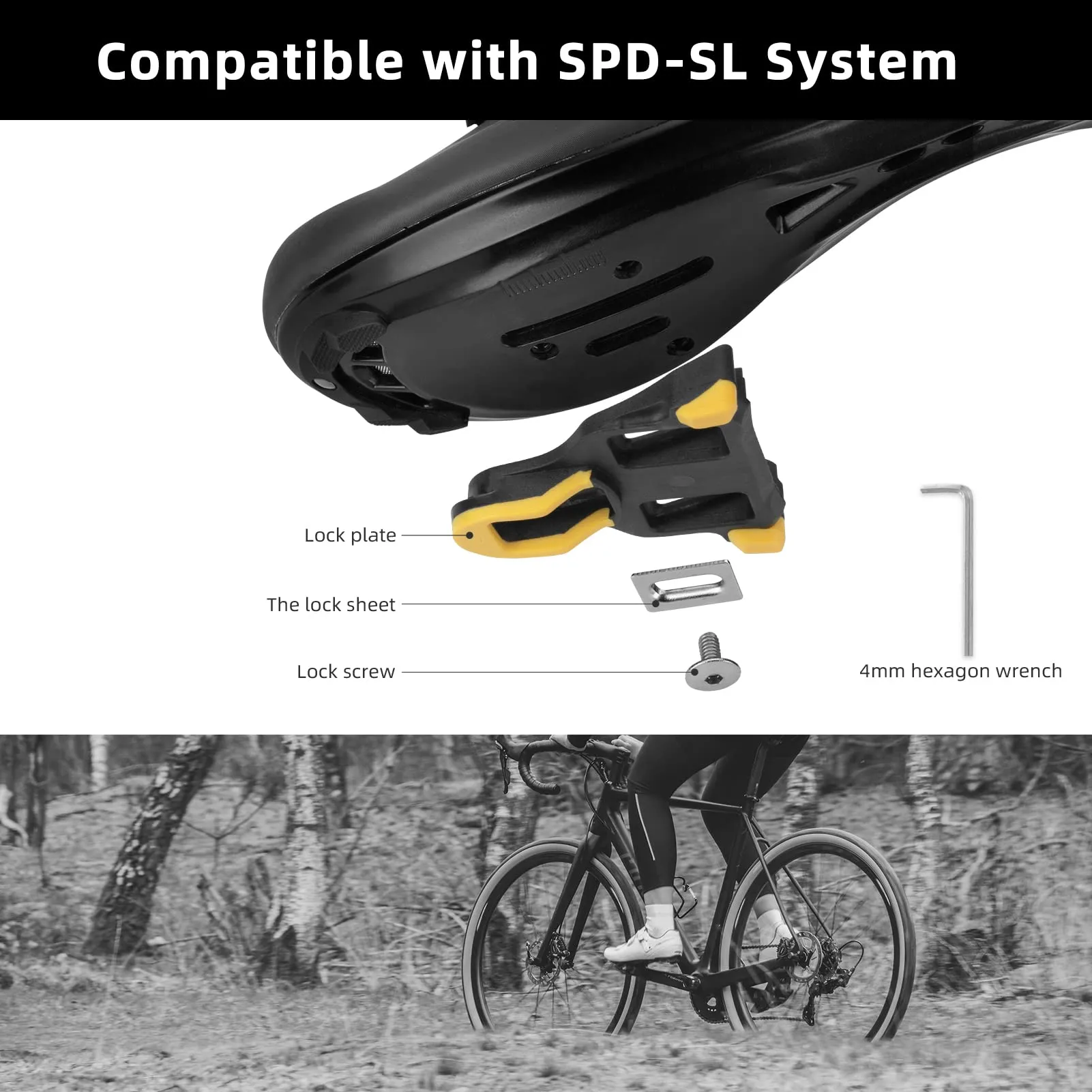 ROCKBROS Lightweight Clipless Pedals with Cleats Compatible with SPD-SL