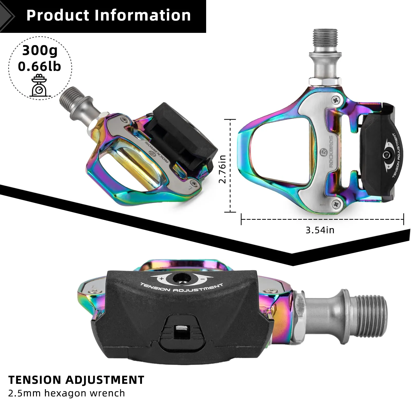 ROCKBROS Lightweight Clipless Pedals with Cleats Compatible with SPD-SL