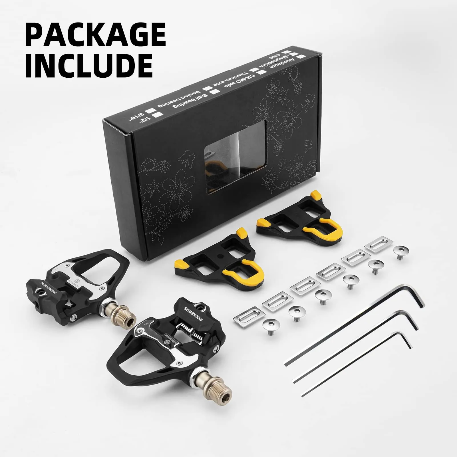ROCKBROS Lightweight Clipless Pedals with Cleats Compatible with SPD-SL