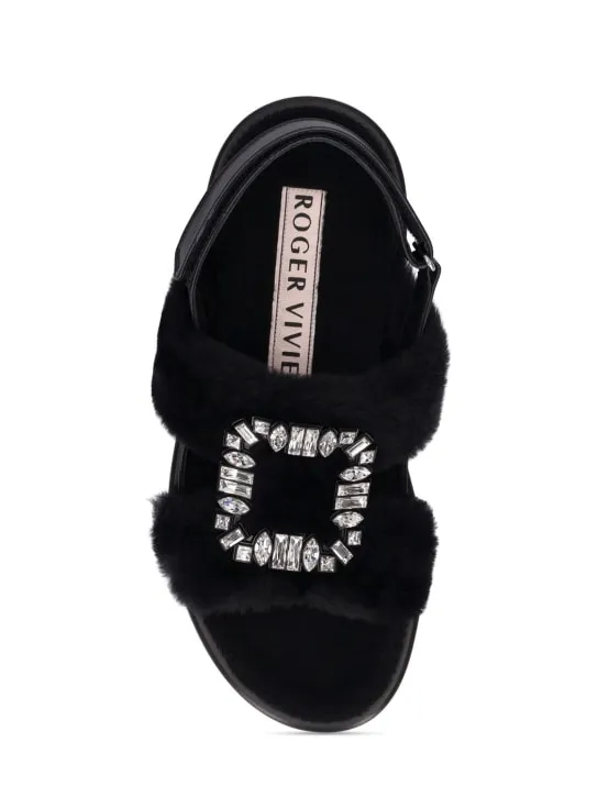 Roger Vivier   10mm VIiv Winter strass &amp; fur sandals 
