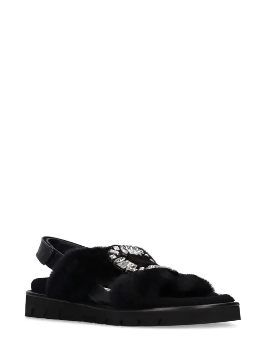 Roger Vivier   10mm VIiv Winter strass &amp; fur sandals 
