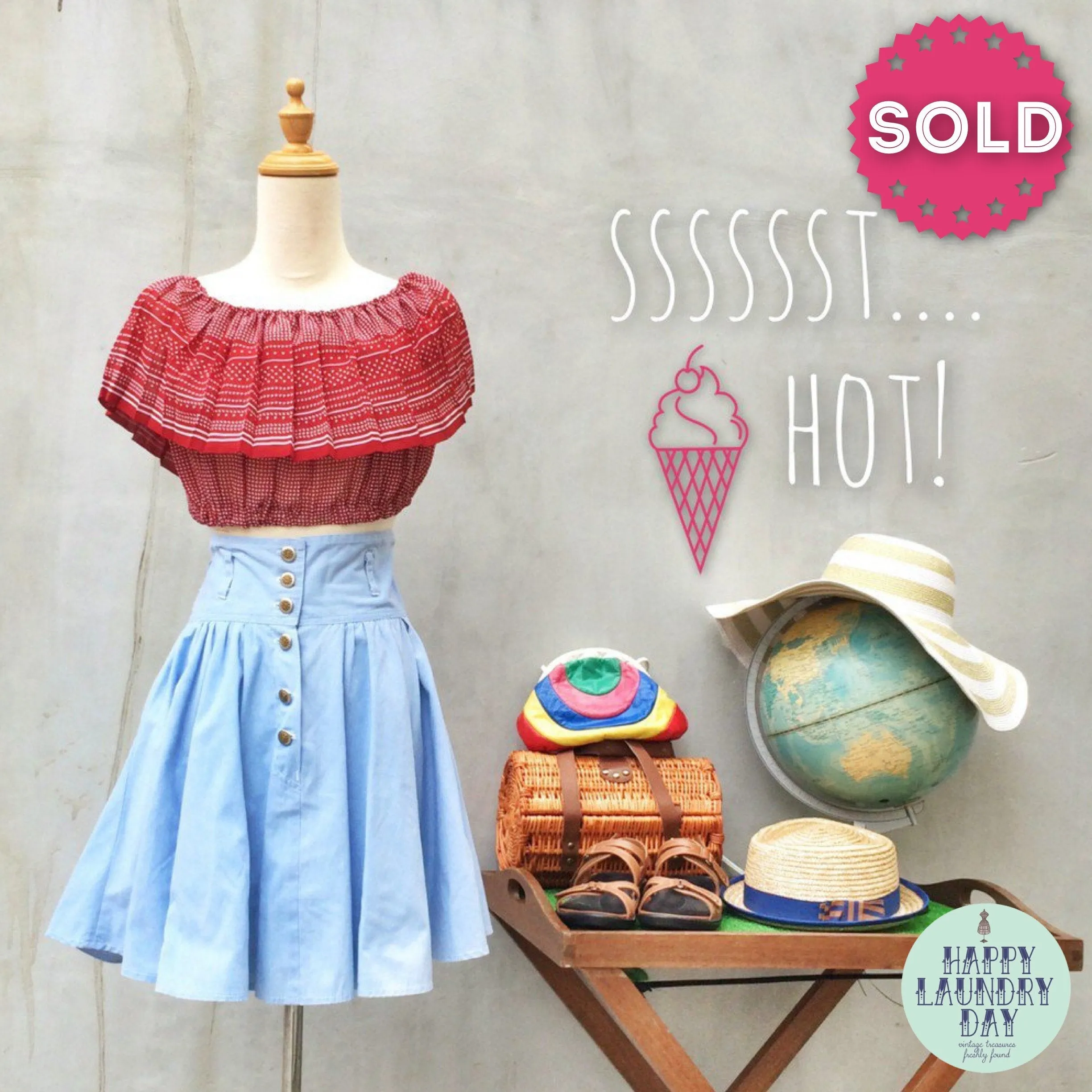 SALE! |  Sssst... Hot! | Retro 60s sexy swing cropped top Red polka dot print
