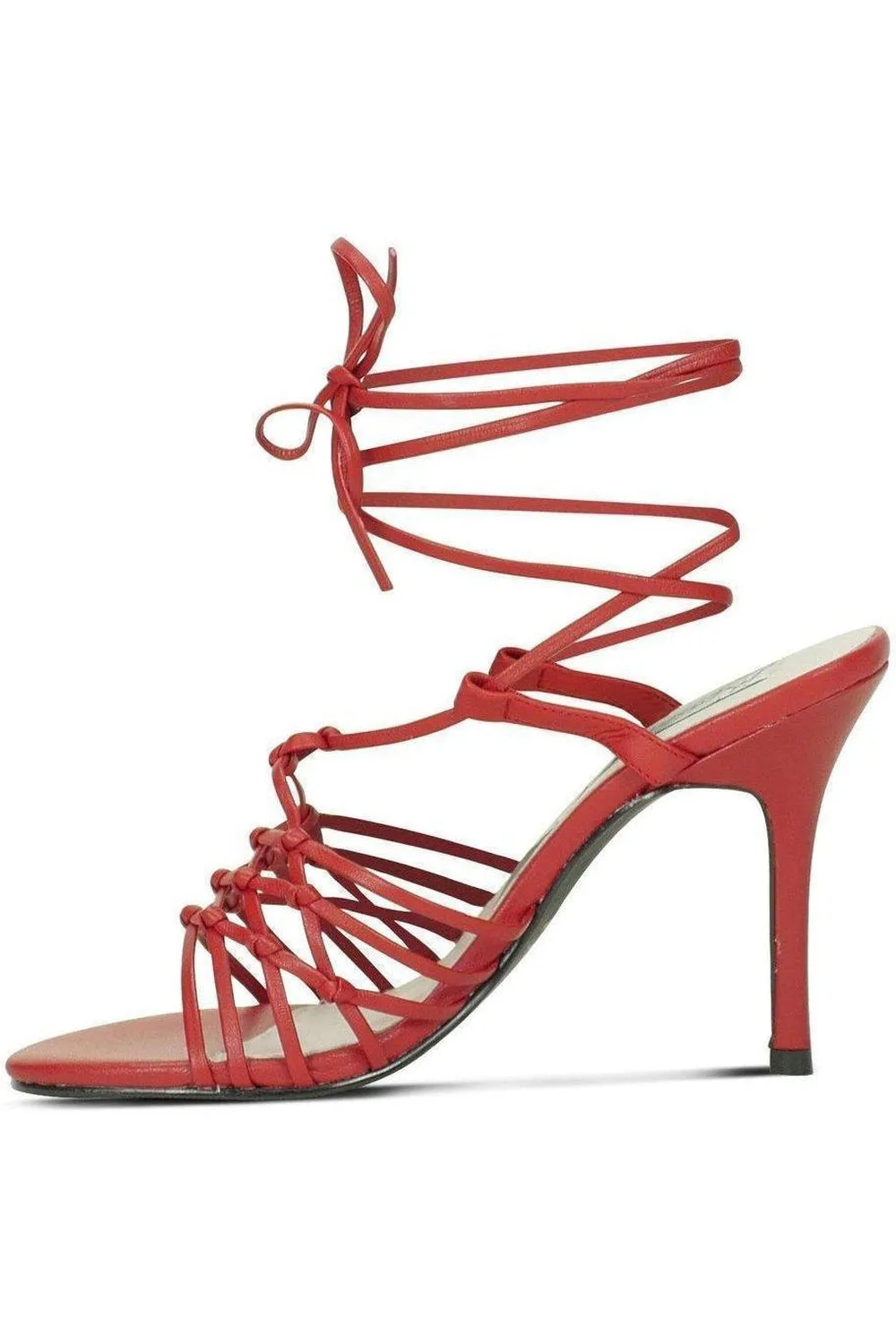 Sexy-9721 Strappy Leg Wrap Sandal | Red Leather
