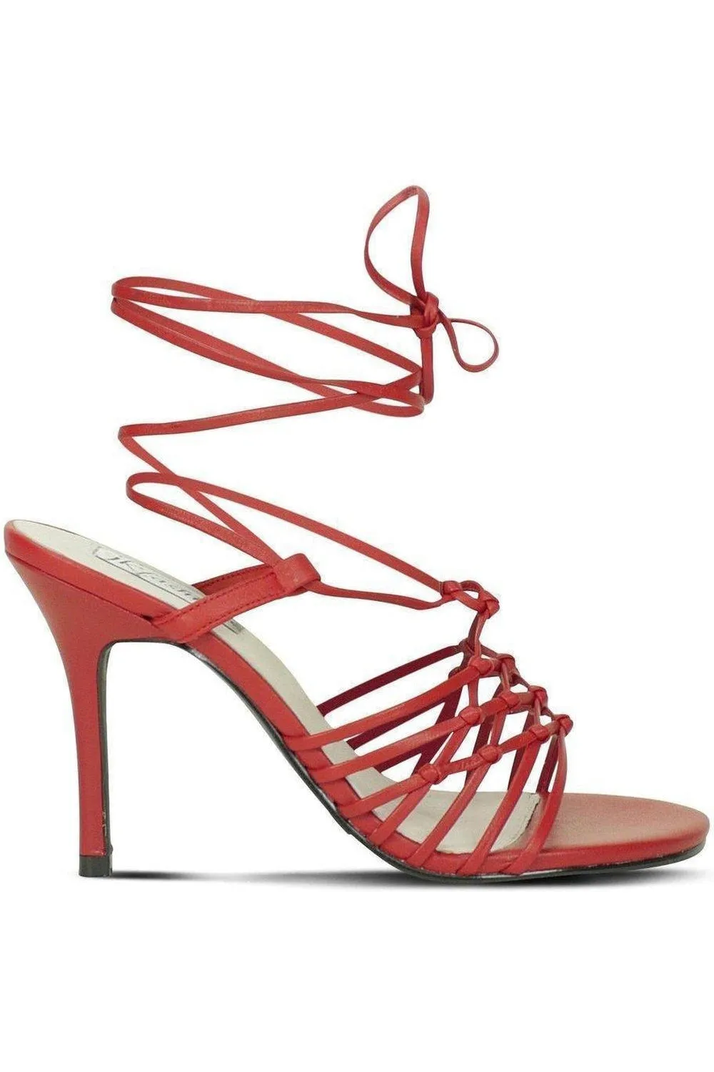 Sexy-9721 Strappy Leg Wrap Sandal | Red Leather