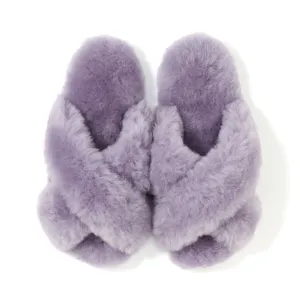 Sheep Fur Cross Room Shoes Purple