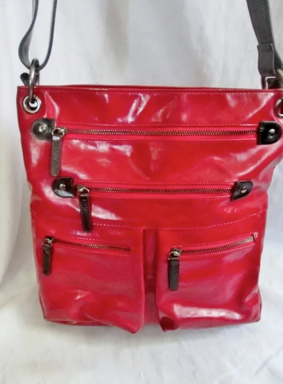 SHIRALEAH Chicago HARPER RED CROSS BODY BAG Vegan shoulder purse RED BERRY