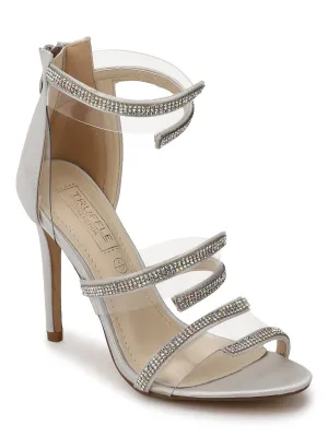 Silver Diamante Strapped Stilettos