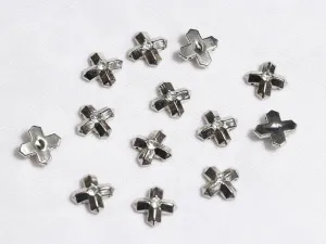 Silver Fancy Cross Plastic Beads - 14x14 mm