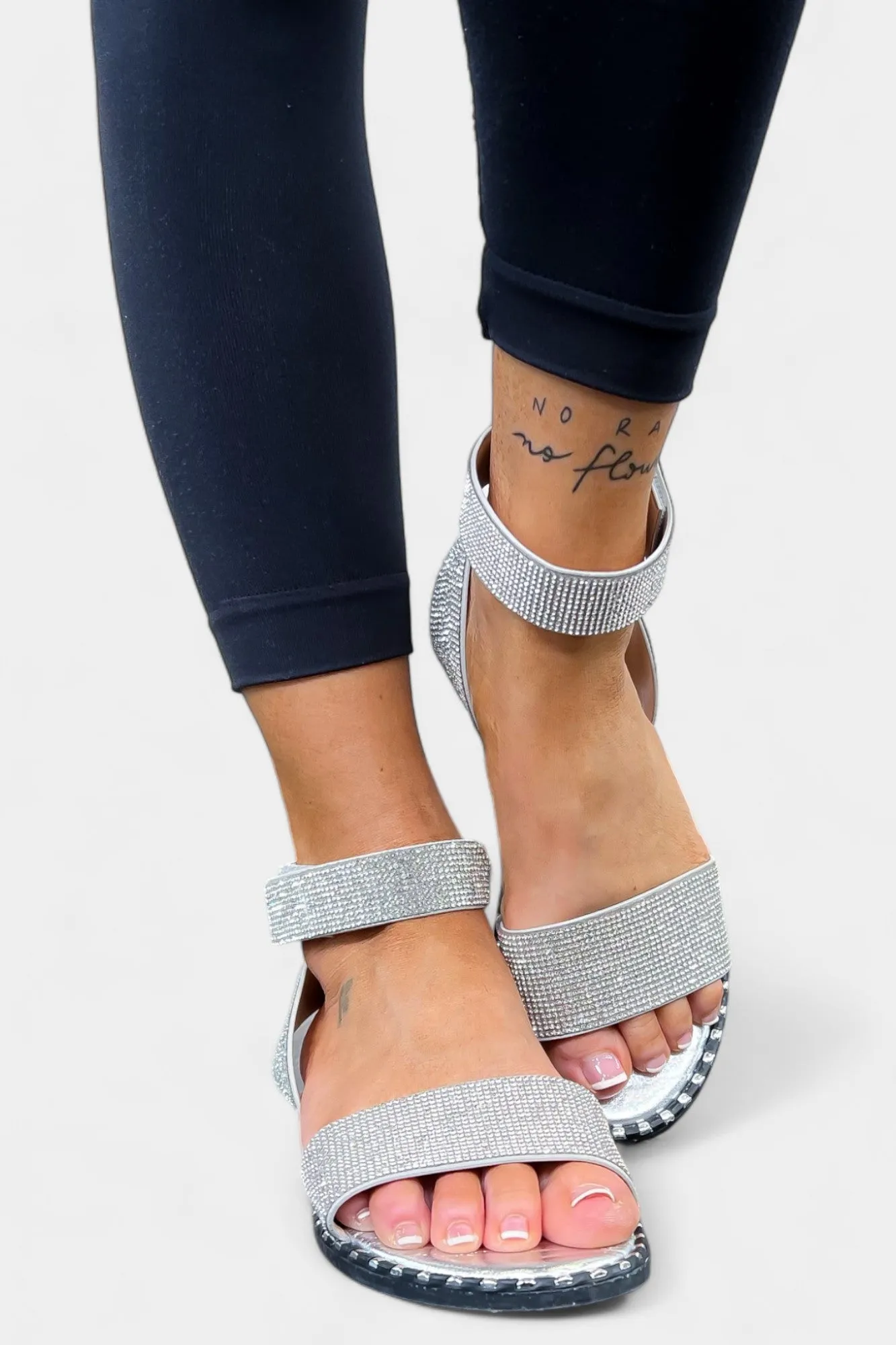 Silver Rhinestone Gladiator Sandals