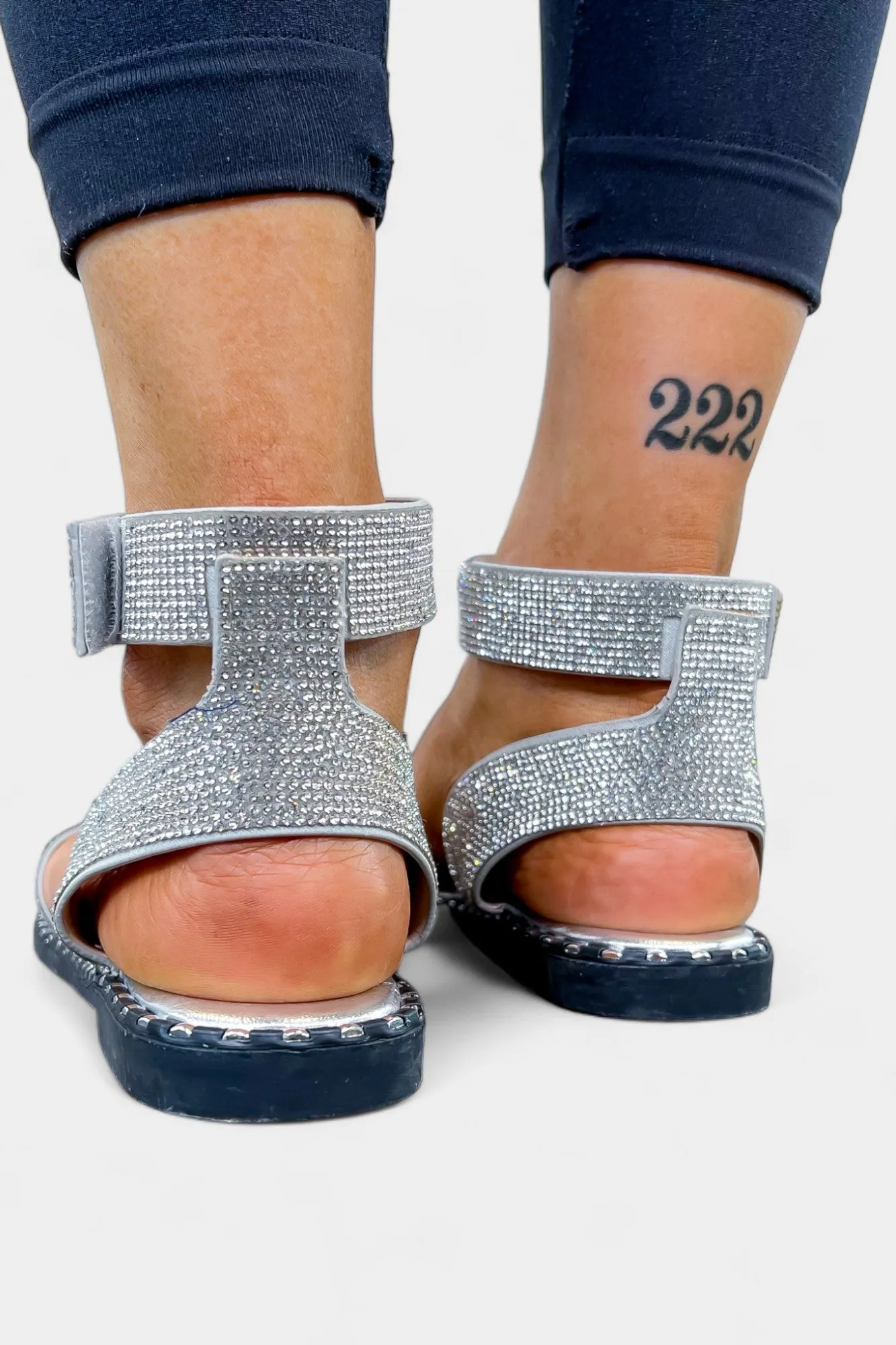 Silver Rhinestone Gladiator Sandals