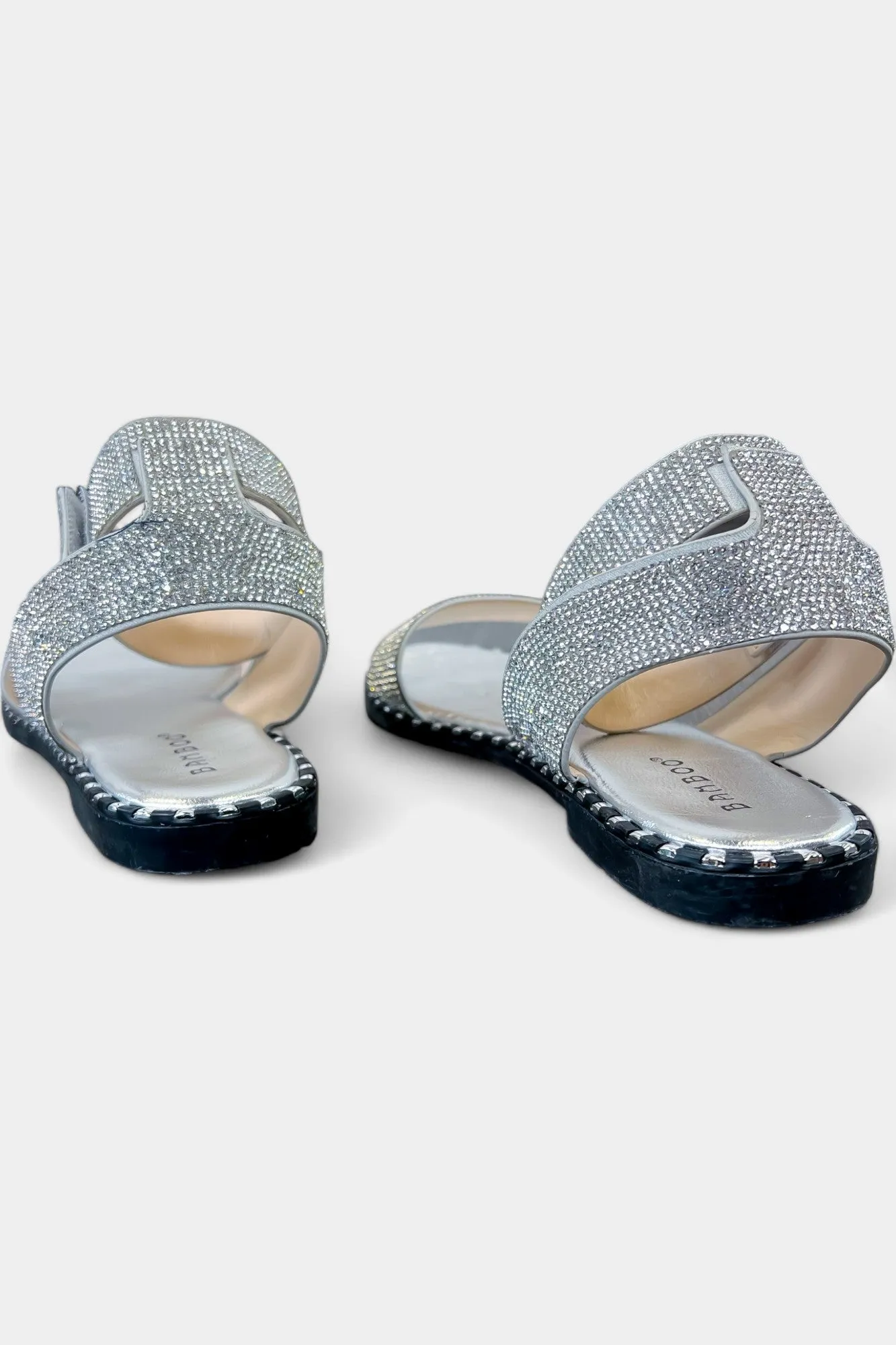 Silver Rhinestone Gladiator Sandals