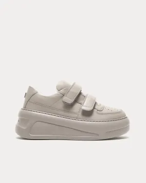 Steffey U Friend Raise Platform Velcro Strap Taupe Grey Low Top Sneakers