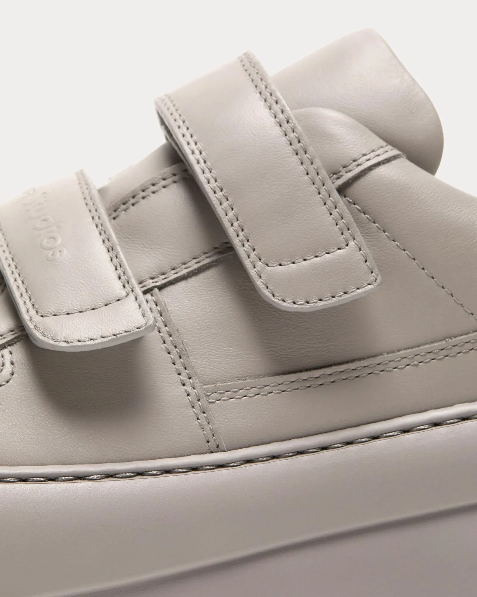 Steffey U Friend Raise Platform Velcro Strap Taupe Grey Low Top Sneakers