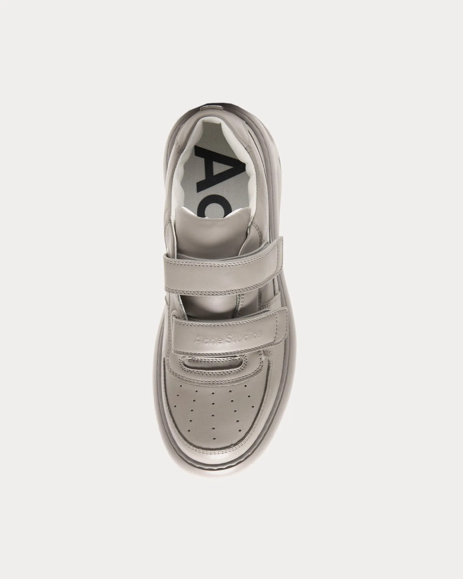 Steffey U Friend Raise Platform Velcro Strap Taupe Grey Low Top Sneakers