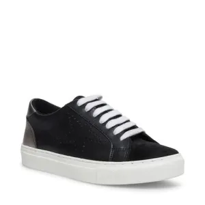 Steve Madden Rezza Black Leather Lace Up Casual Tennis Sneakers