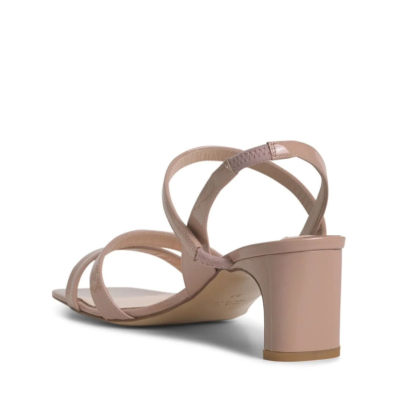 String Patent Beige Heeled Sandals