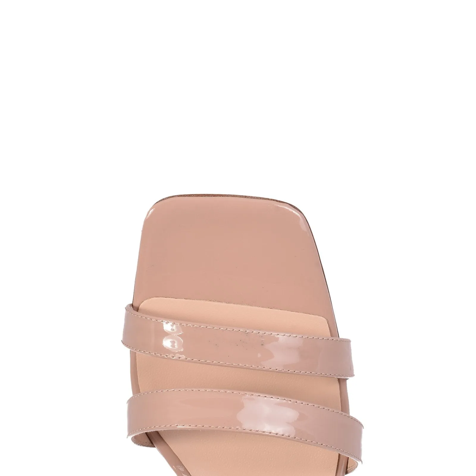 String Patent Beige Heeled Sandals