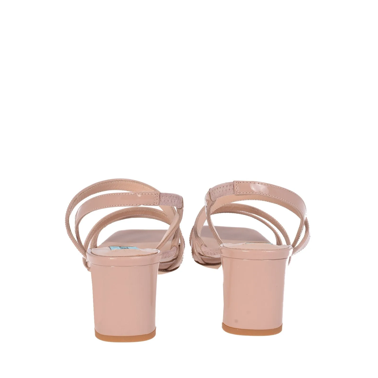 String Patent Beige Heeled Sandals