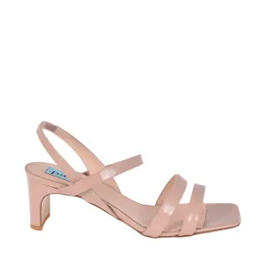 String Patent Beige Heeled Sandals