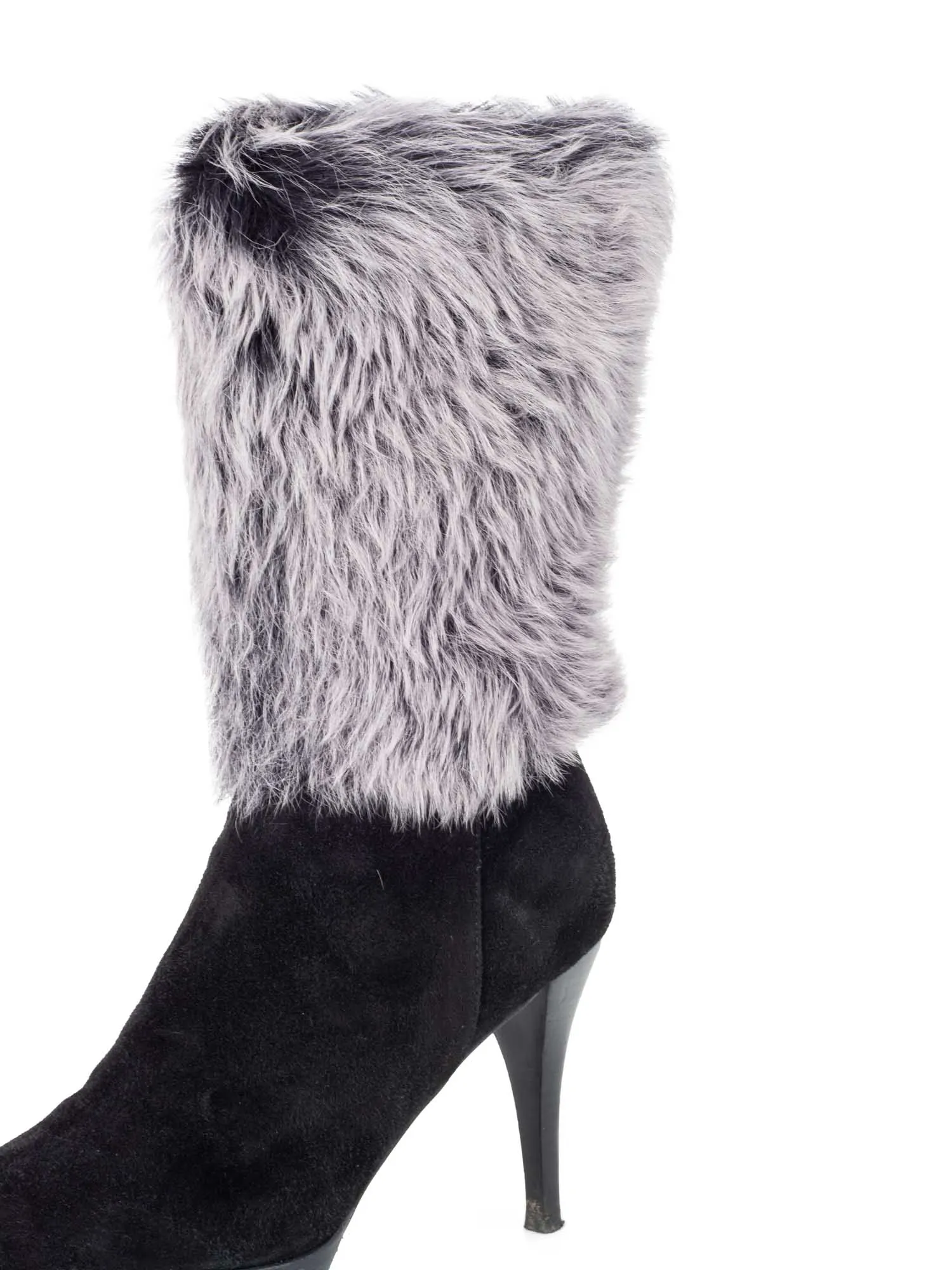 Stuart Weitzman Shearling Suede Platform Boots Black