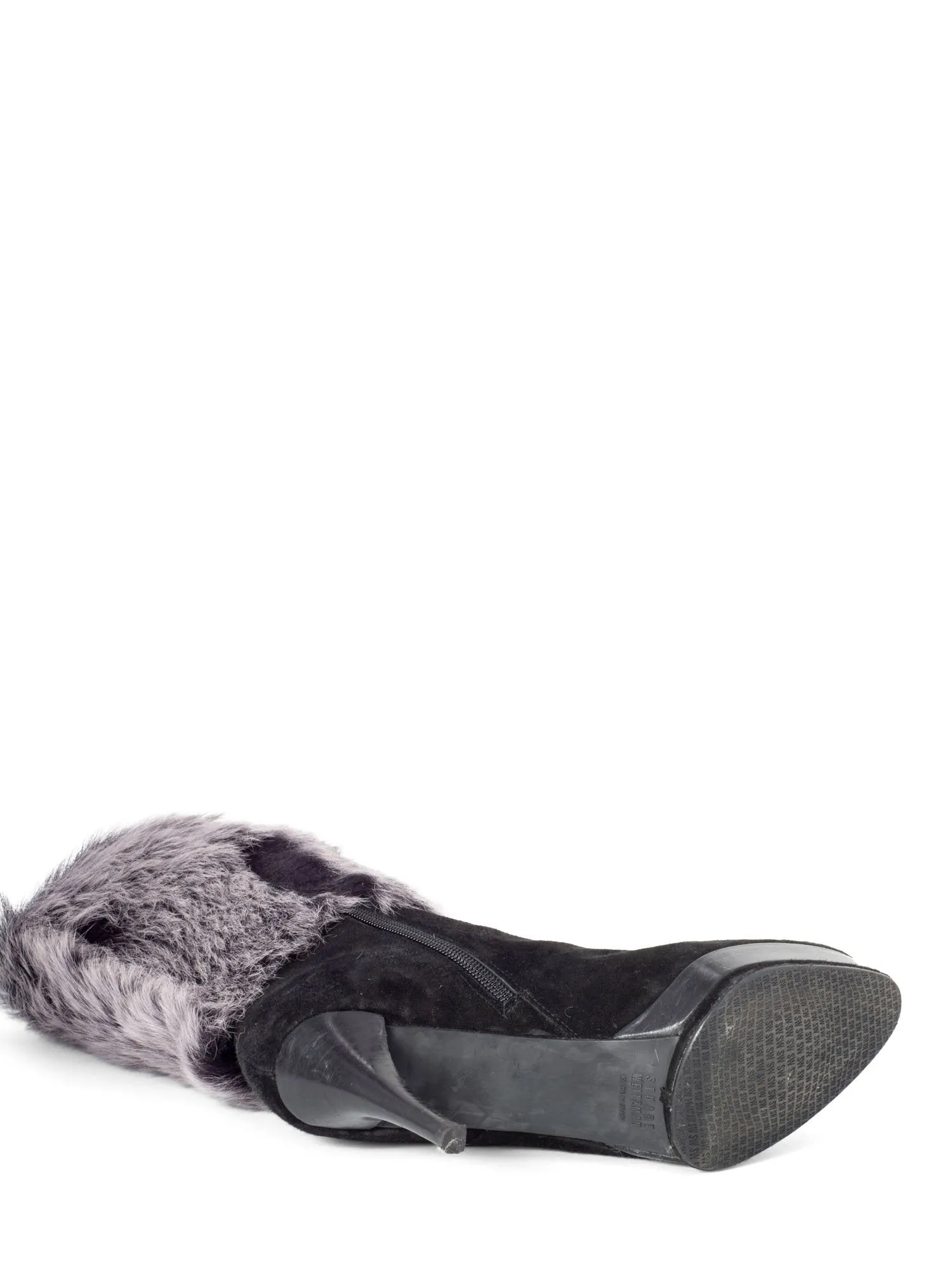 Stuart Weitzman Shearling Suede Platform Boots Black