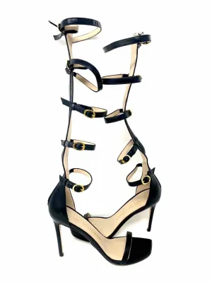 Stuart Weitzman Women's Black Stiletto Nudistcurve Gladiator Size 8.5 Sandals