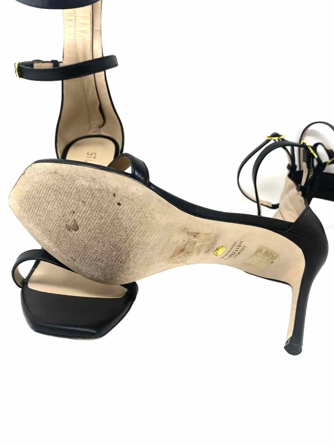 Stuart Weitzman Women's Black Stiletto Nudistcurve Gladiator Size 8.5 Sandals