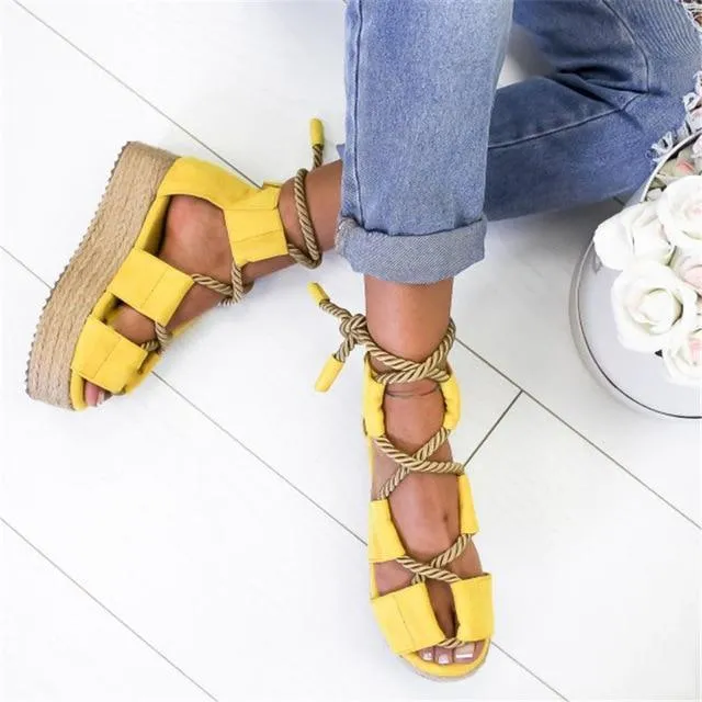 Summer Wedge Espadrilles Women Sandals 7CM Heel