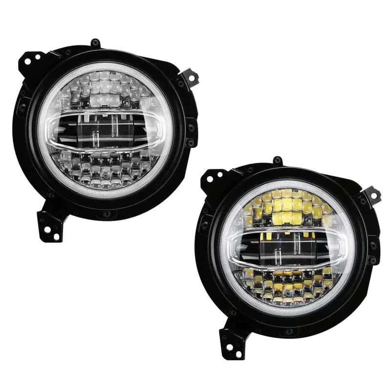 Suparee 7'' Jeep LED Halo Headlights with 9'' Headlight Bracket for 2018  JL JLU JT