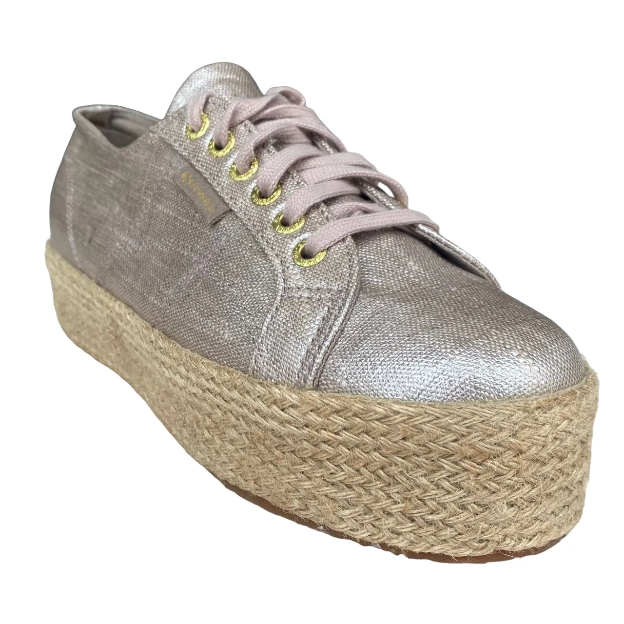 Superga scarpa sneakers da donna con zeppa 2790 Lino ROPE S00BND0 238 beige