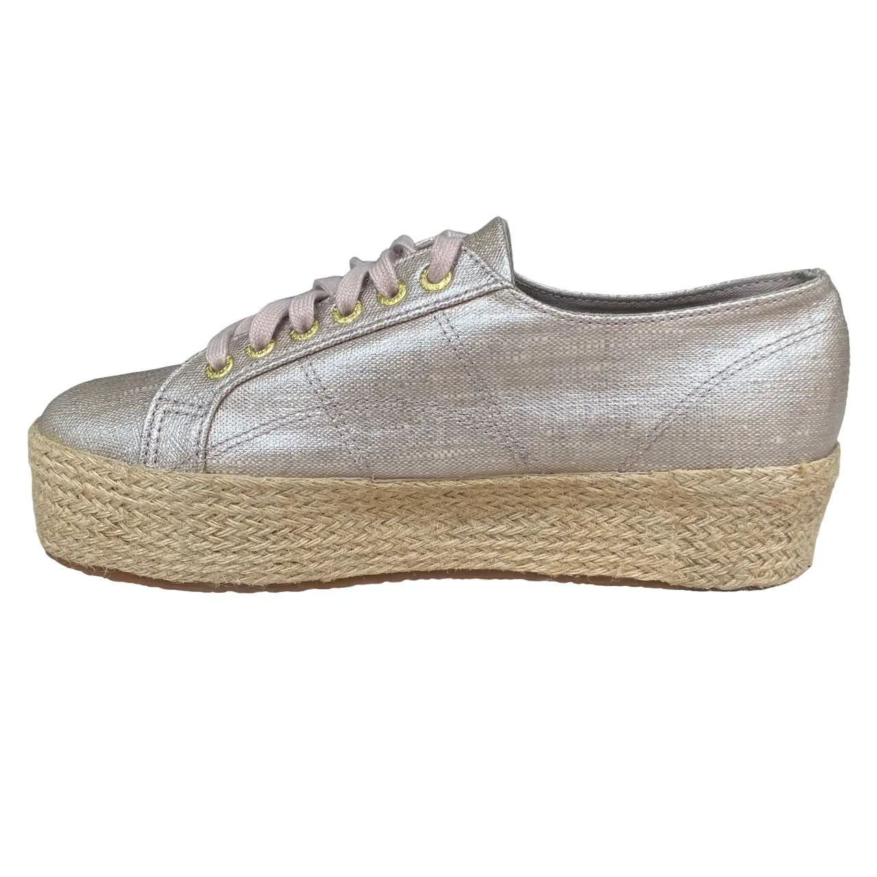 Superga scarpa sneakers da donna con zeppa 2790 Lino ROPE S00BND0 238 beige