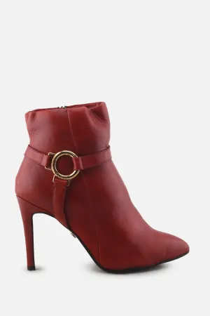 Tamaris Zipper Buckle Straps Stilettos Ankle Boots |100% Authentic Leather